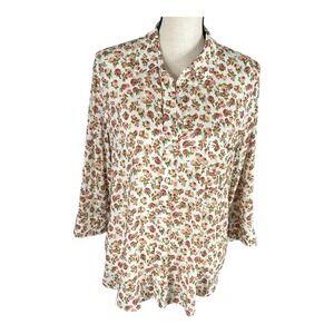L'agence Ryan Women Floral Button Down 3/4 Sleeves Women's Size Large